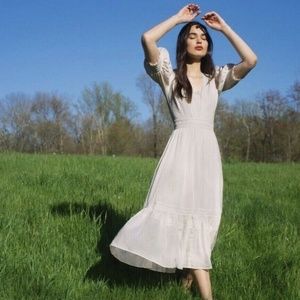 NWT REFORMATION Betsie Lace Detail Organic Cotton Midi Dress